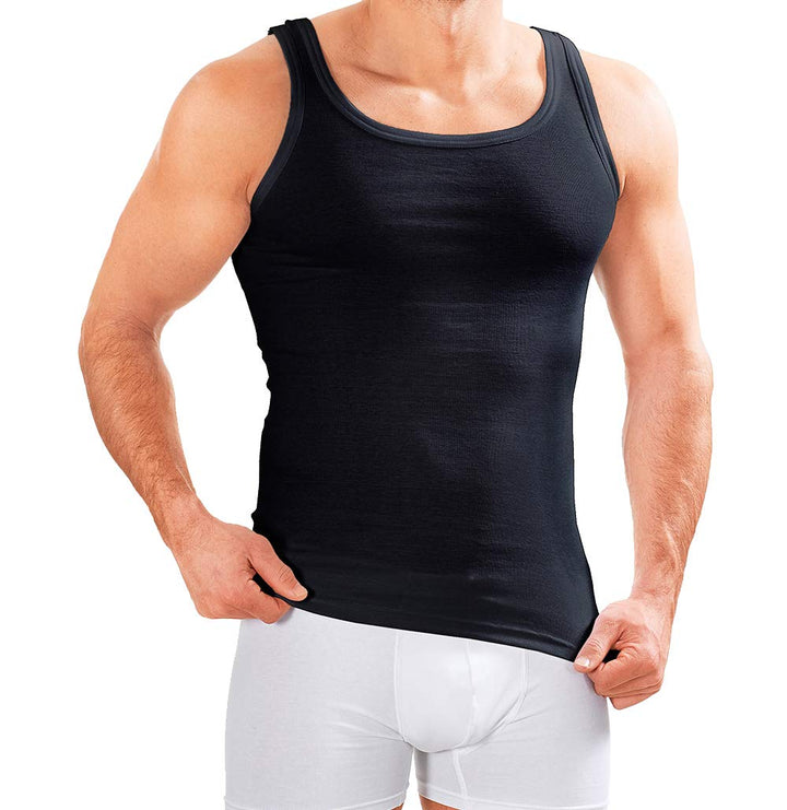 MERISH Herren Unterhemd 5er Pack Tank Top Feinripp Baumwolle 400 M 400 5er Pack Schwarz, M 400 5er P
