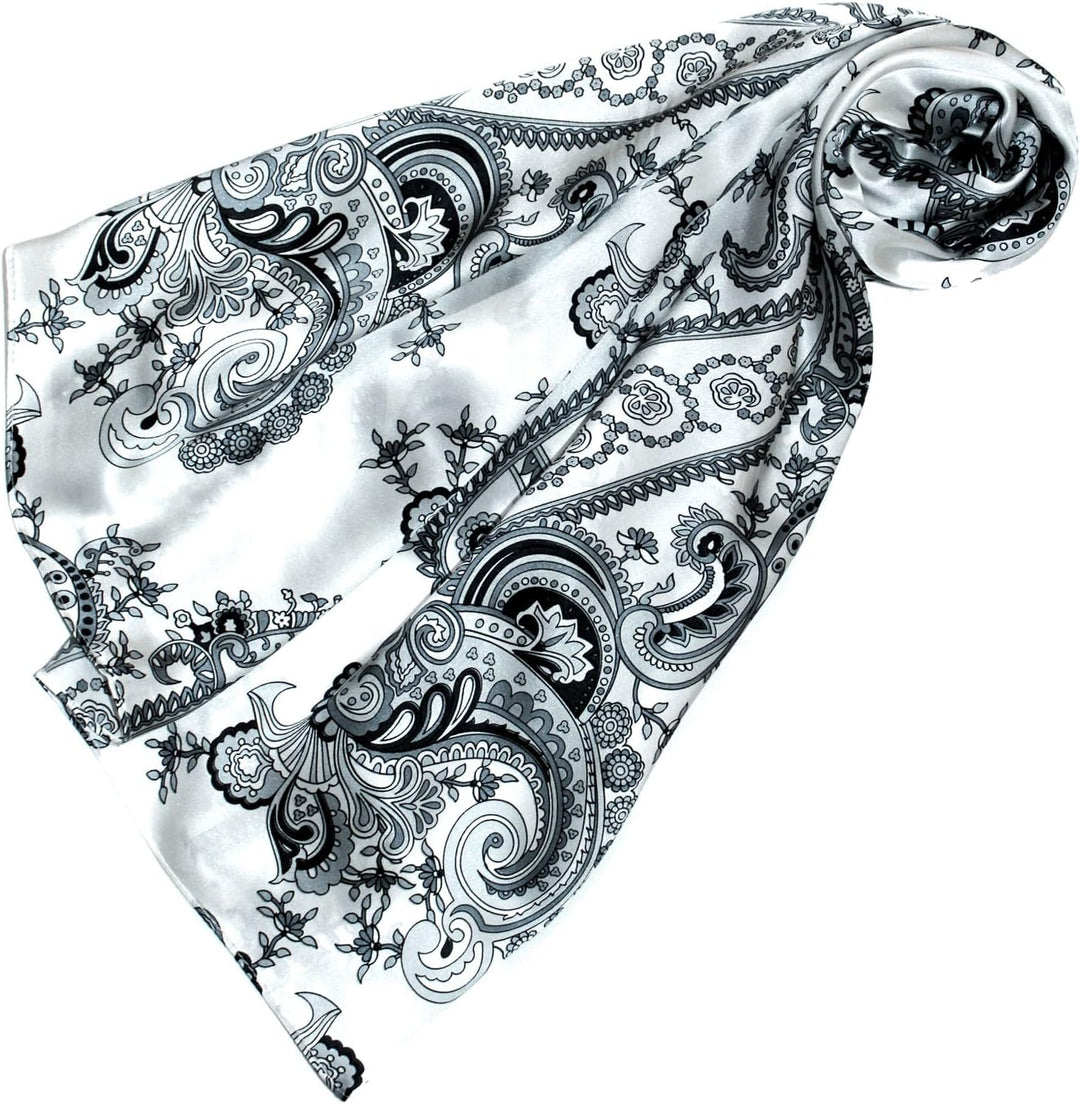 Lorenzo Cana Luxus Damen Seidentuch aufwändig bedrucktes Tuch schwarz weiss 100% Seide 100 cm x 100