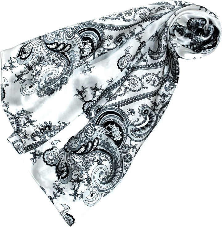 Lorenzo Cana Luxus Damen Seidentuch aufwändig bedrucktes Tuch schwarz weiss 100% Seide 100 cm x 100