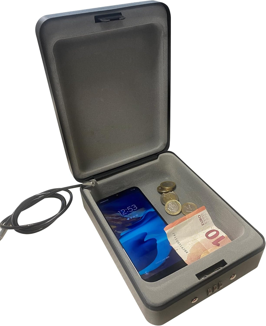 ARREGUI Private C9427 Geldkassette mit Sicherungskabel aus Stahl und Kombinationsschloss | Geldkasst