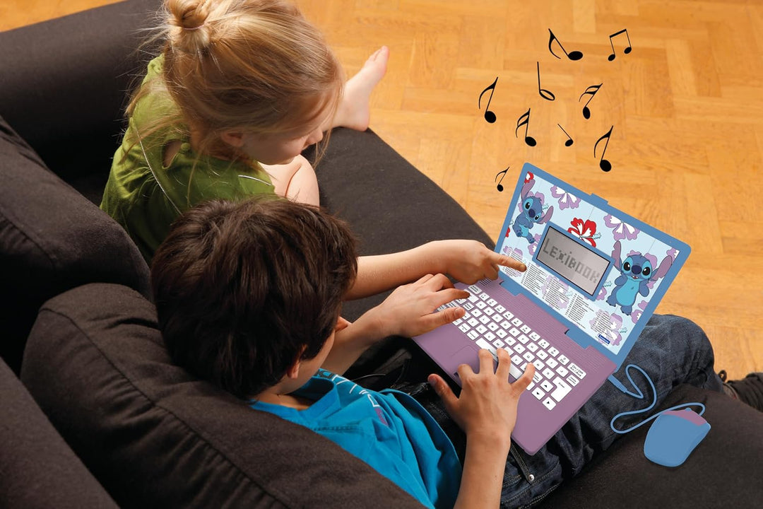 Lexibook, Disney Stitch, zweisprachiger deutsch/englischer Lerncomputer, Spielzeug für Kinder mit 12