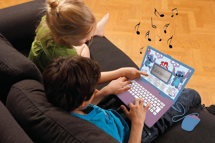 Lexibook, Disney Stitch, zweisprachiger deutsch/englischer Lerncomputer, Spielzeug für Kinder mit 12