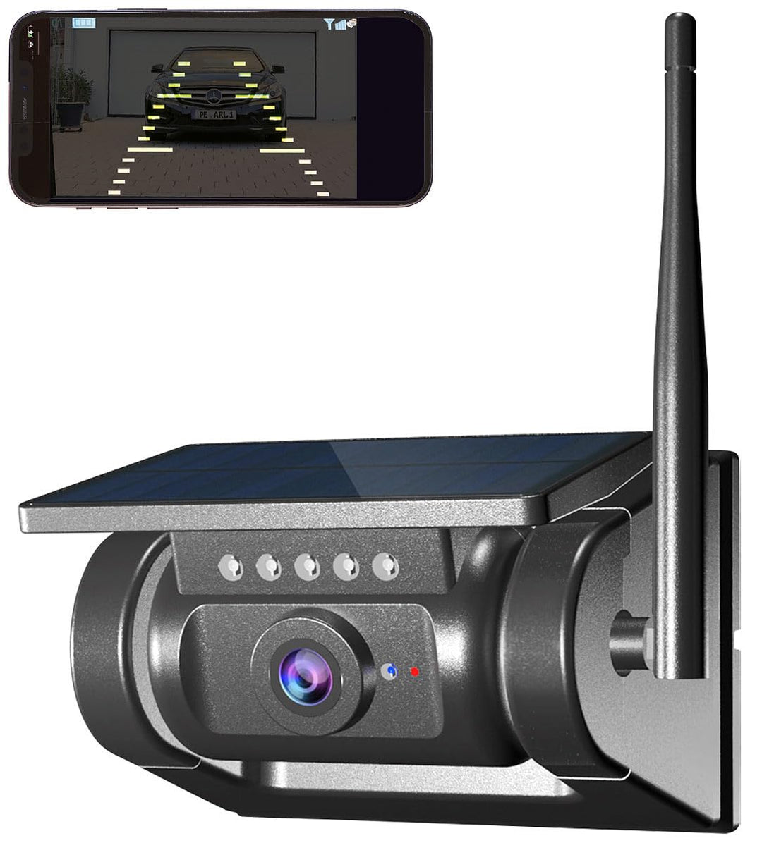 Lescars Auto Kamera: Autarke WLAN-Solar-HD-Rückfahrkamera, Akku, magnetisch, IR-Nachtsicht (Solar Rü