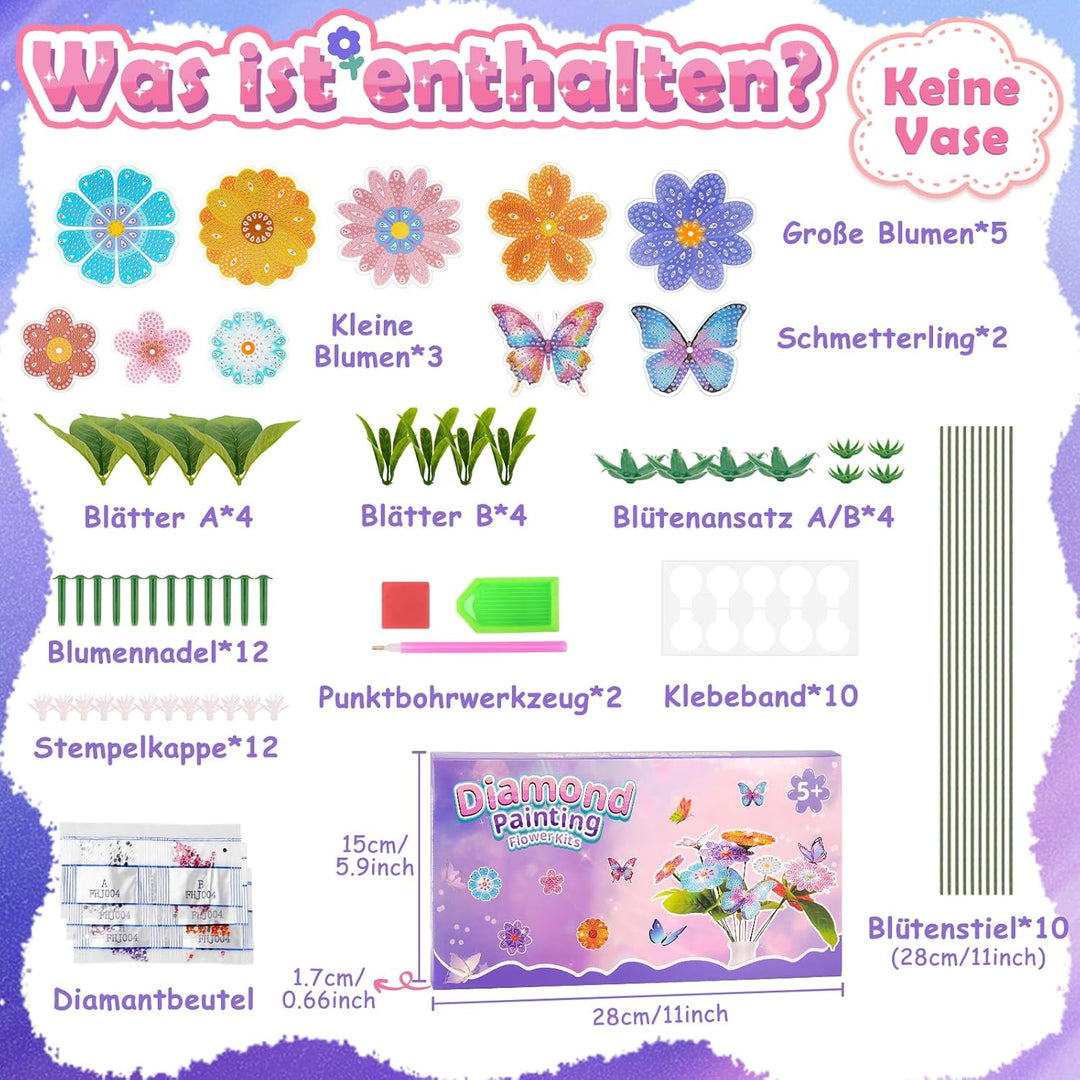 Blumen Basteln Mädchen 8 6 7 9 10 Jahre: Geschenke für Mädchen 8-9-11-12 Jahren Mosaik Bastelset Kin