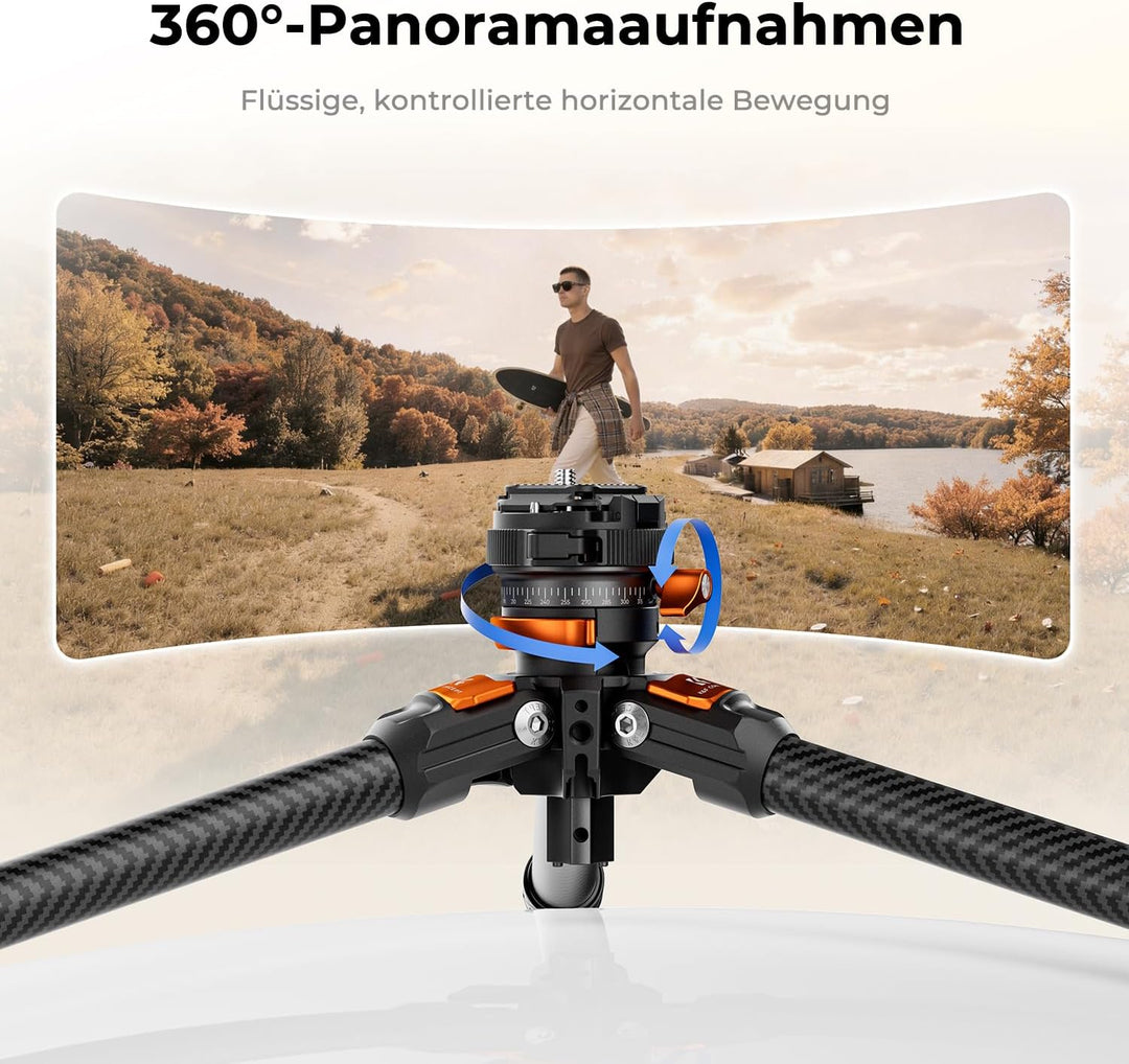 K&F CONCEPT Stativ Kamera, 153cm Carbon Stativ, Leichtes Tripod, Flexibles Kamera Stativ Kompaktes R