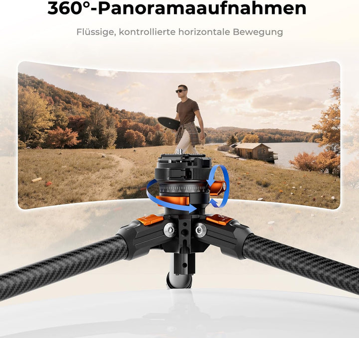 K&F CONCEPT Stativ Kamera, 153cm Carbon Stativ, Leichtes Tripod, Flexibles Kamera Stativ Kompaktes R