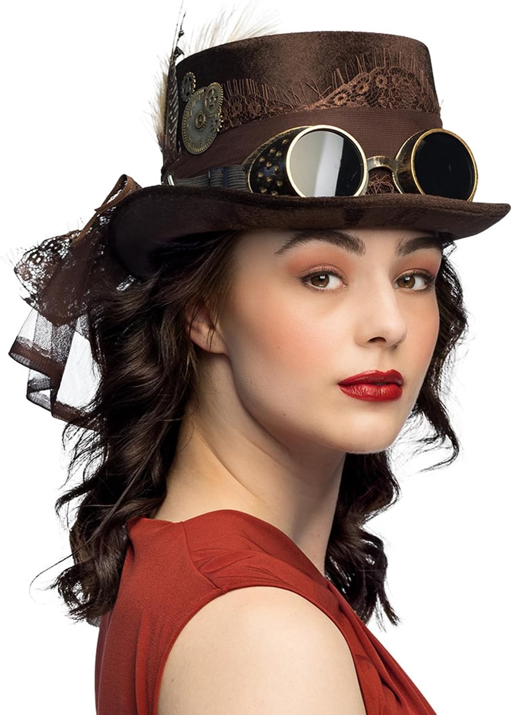 Boland 54562 - Hut Space Punk Deluxe mit Brille, Steampunk Mütze, Kopfbedeckung, Kostüm Zubehör für