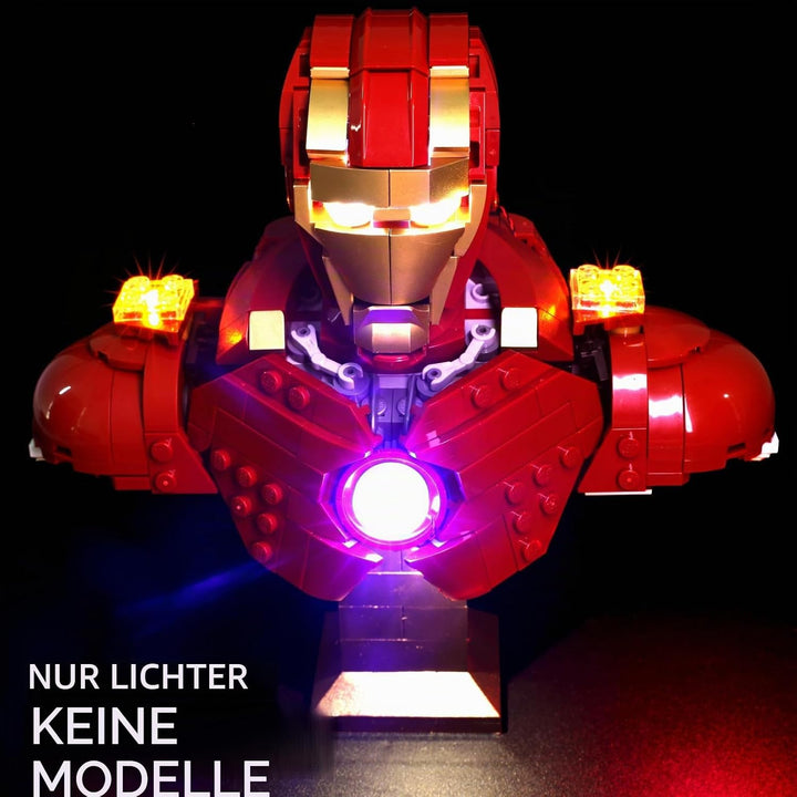 Beleuchtung kompatibel mit LEGO Iron Man MK4 Büste 76327, Lichtset für LEGO 76327 Iron Man MK4 Büste