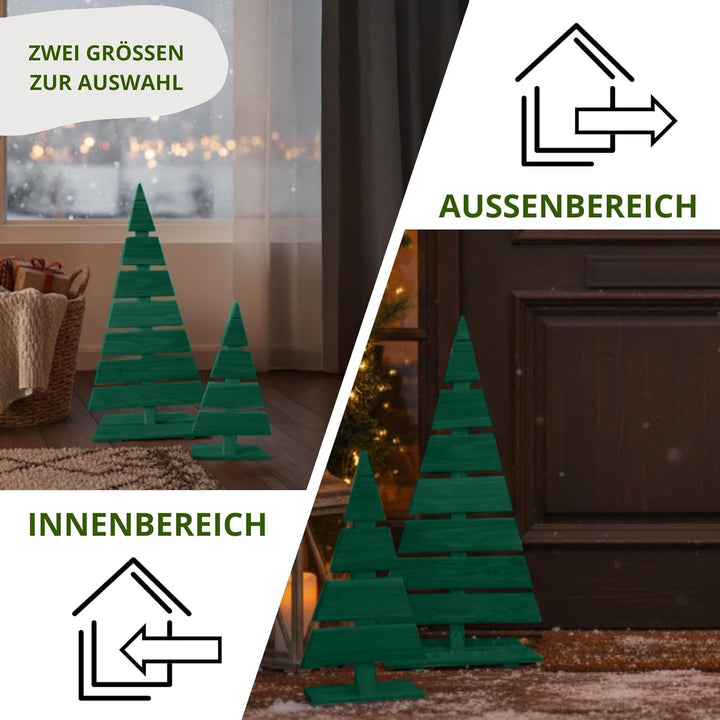 Floranica Weihnachtsdeko Weihnachtsbaum Lärchenholz Höhe 92 cm Fussbreite 45 cm Grün Holzweihnachtsb