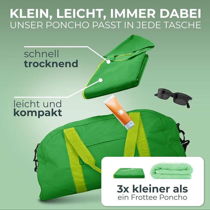 NirvanaShape Handtuch-Poncho für Erwachsene, Umziehhilfe & Handtuch zugleich, Surf-Poncho mit Quick-