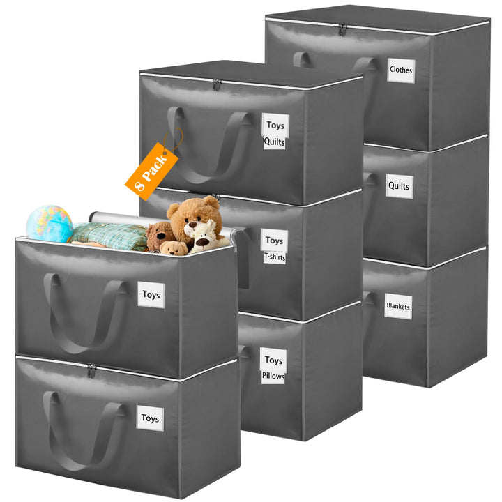 Withosent 100L Aufbewahrungstasche Gross Gewebt, 8er Wasserdicht Umzugstaschen mit Reissverschluss u