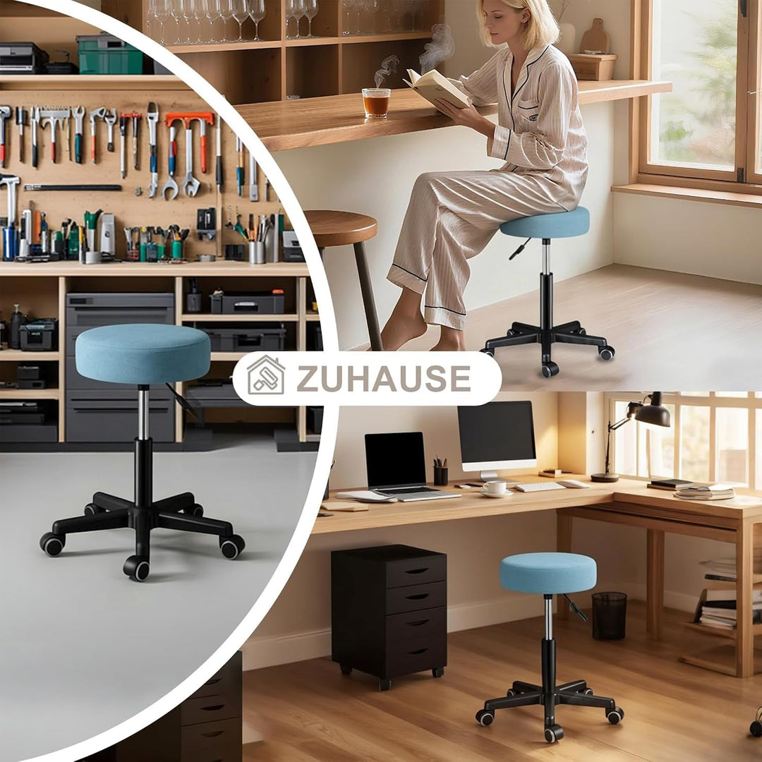Zedelmaier Rollhocker höhenverstellbar, Bürohocker mit Gummirollen, 360° drehbar Hocker mit Rollen &