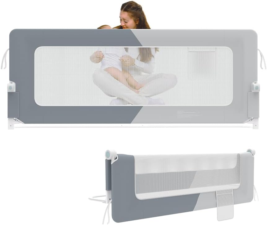 AufuN Bettgitter Bettschuztgitter Portable 180cm, Faltbar Kinderbettgitter für Kinder Babybettgitter