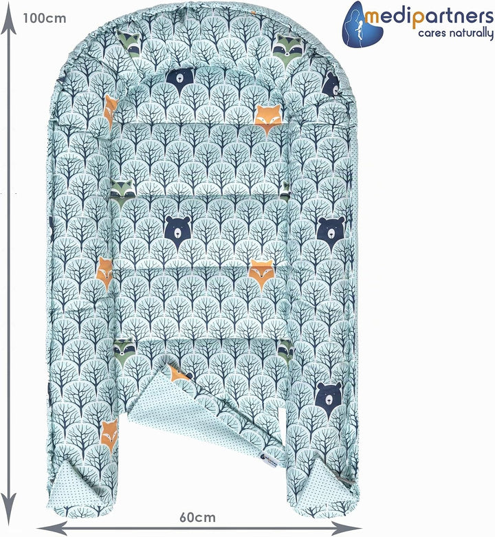 Medi Partners Babynest Kuschelnest Babynestchen 100% Baumwolle Nestchen Reisebett für Babys Säugling