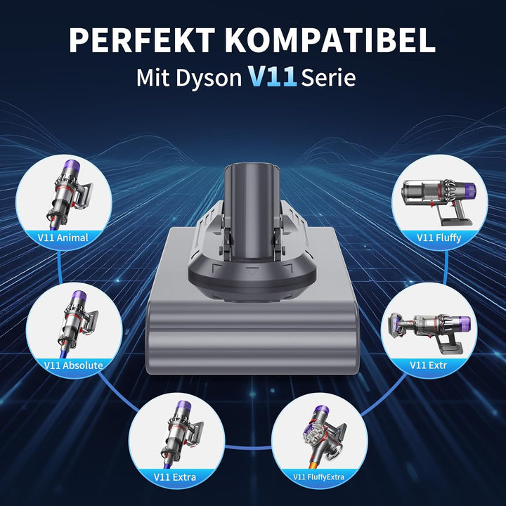 8000mAh Akku für V11 (mit Schnappverschluss), geeignet für die Staubsauger V15/SV15/SV22/970425-01/E