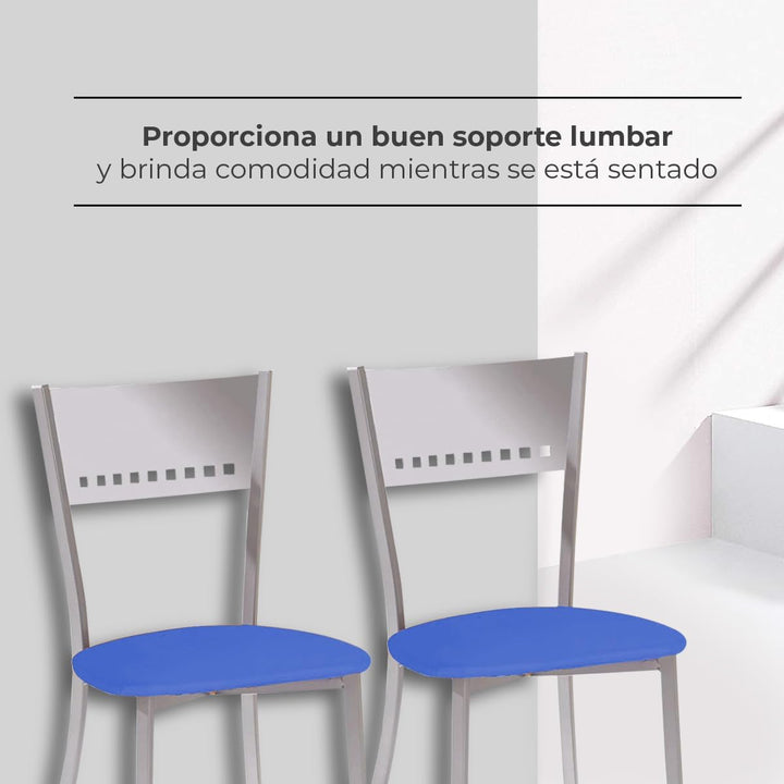 ASTIMESA SCOBAZ Zwei Küchenstühle, Metall Aluminium Kunstleder, blau, Altura de asiento 45 cms