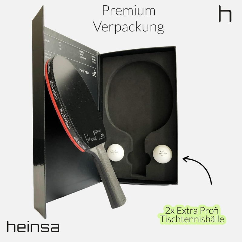 heinsa Carbon Profi Tischtennisschläger ITTF Wettkampf zugelassen Black Edition aus Lichtnussbaum mi