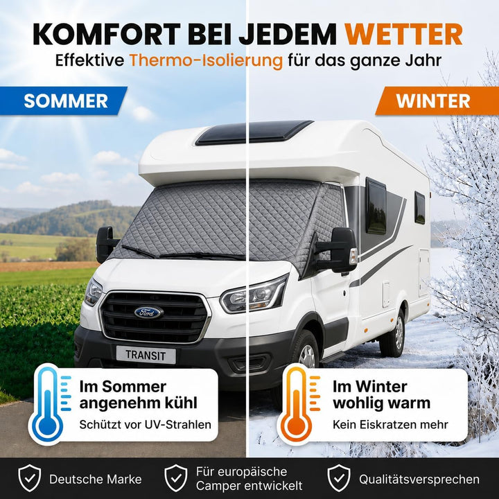 NATURIZ® Frontscheibenabdeckung Ford Transit – Premium Scheibenabdeckung - Thermomatte aussen +Sonne