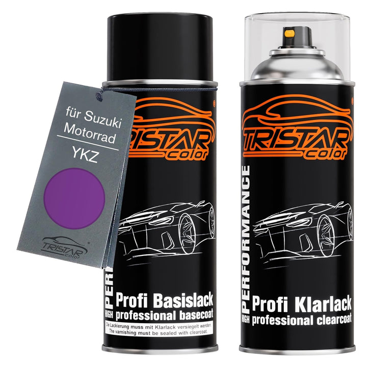TRISTARcolor Motorradlack Spraydosen Set für Suzuki Motorrad YKZ Indy Blue Perl Basislack Klarlack S