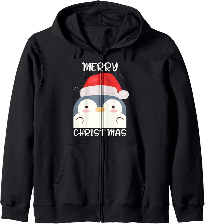 Pinguin Nikolausmütze und Schal Pinguin Merry Christmas Kapuzenjacke