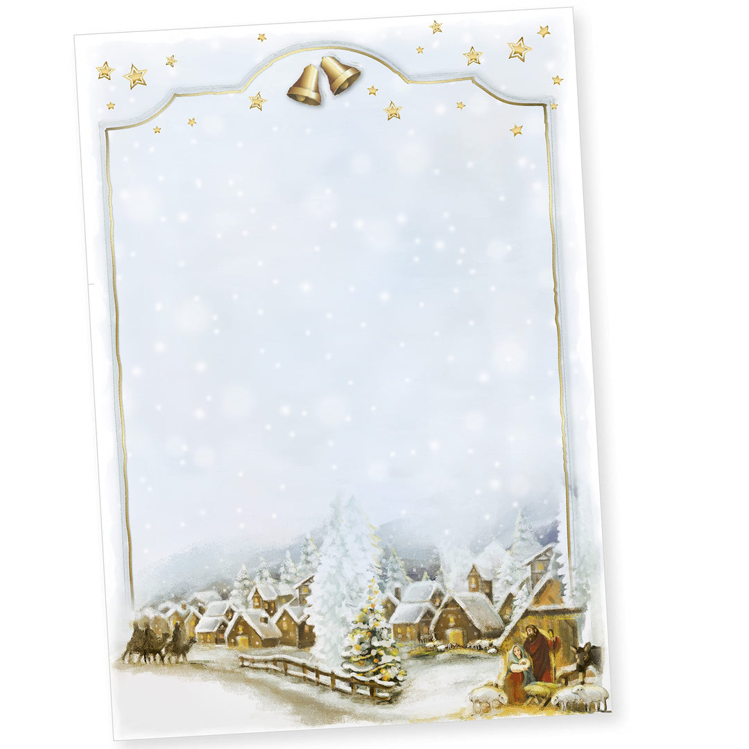 Weihnachtsdorf 250 Blatt Christliches Weihnachtsbriefpapier Briefpapier Weihnachten kirchliches Moti