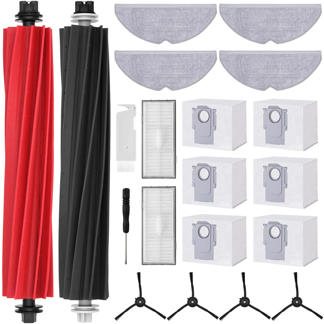 Zubehörset für Roborock S8 Pro Ultra, 6*Staubbeutel 1*Main Rollbürste 4*Seitenbürsten 2*Filter 4*Mop
