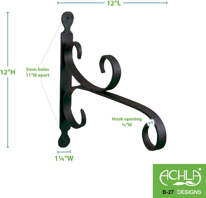 Achla Designs B-27 Allzweck-Wandhaken, Schmiedeeisen, Schwarz Small, Small