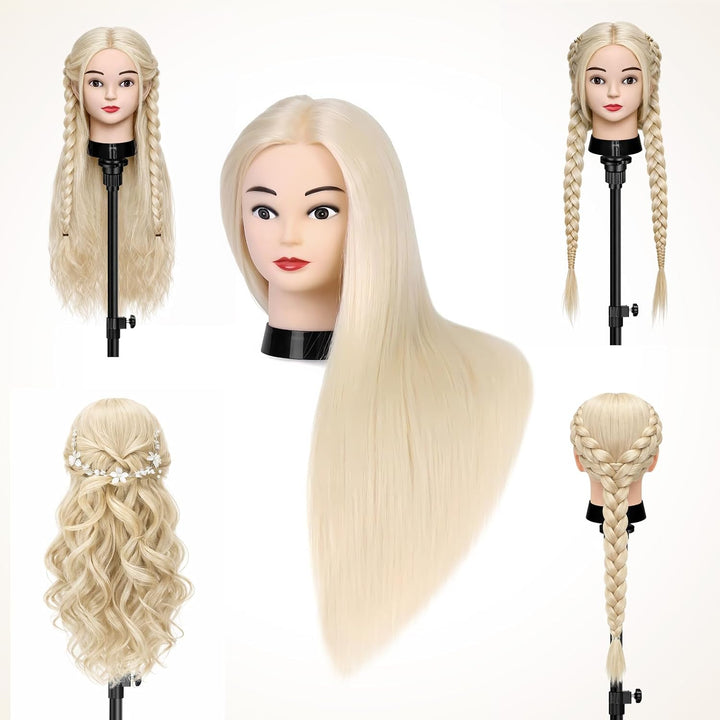 TwoWin Trainingsköpfe 70% Echtes Haar Blond Kosmetologie Puppe Kopf Friseur Training Modell Mannequi