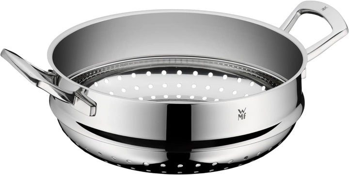 WMF Multiply Wokpfanne 28 cm, Wok Induktion unbeschichtet, Metalldeckel mit Wrasenabzug, Mehrschicht