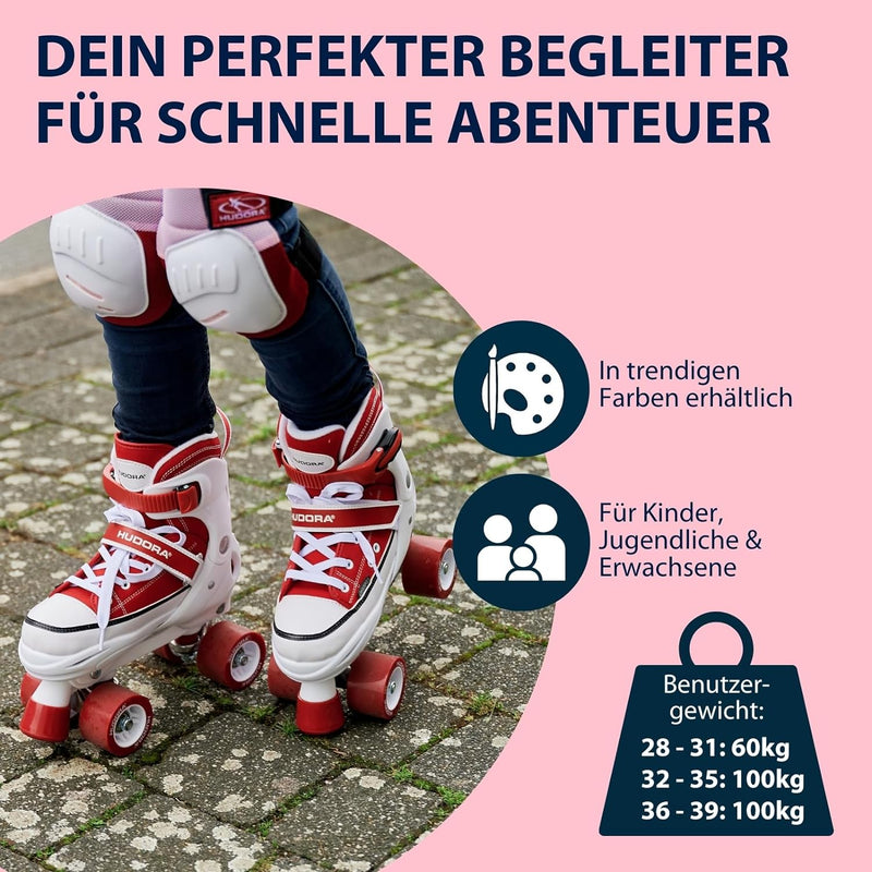 HUDORA Roller Skates, Sneaker für Kinder und Jugendliche - Grössenverstellbare Rollschuhe - Komforta