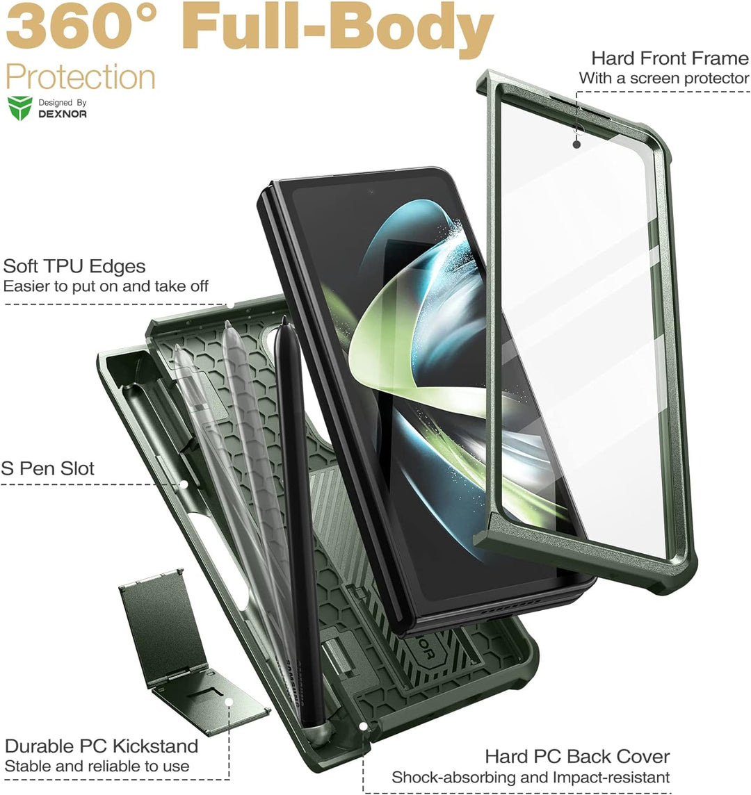Dexnor für Samsung Galaxy Z Fold 4 5G (2021) Hülle, Ganzkörper Dual Layer Rugged Case mit integriert