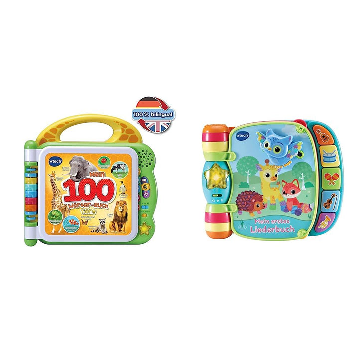 VTech Baby Mein 100-Wörter-Buch: Tiere & Baby Mein erstes Liederbuch – Kunterbuntes Buch mit 6 Seite