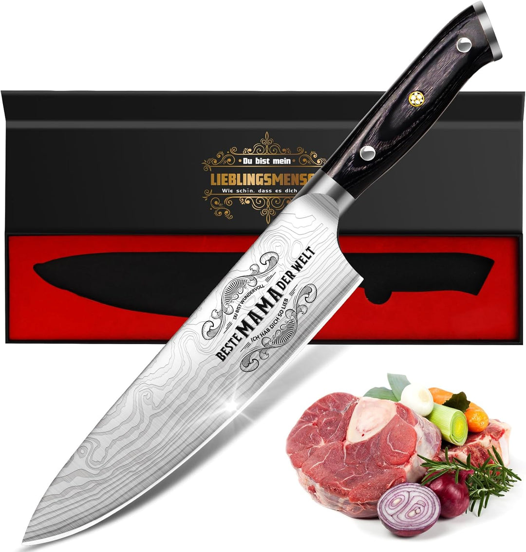 Küchenmesser Scharf Geschenke für Mama Weihnachten - 34 Cm Kochmesser Profi Messer, Weihnachtsgesche