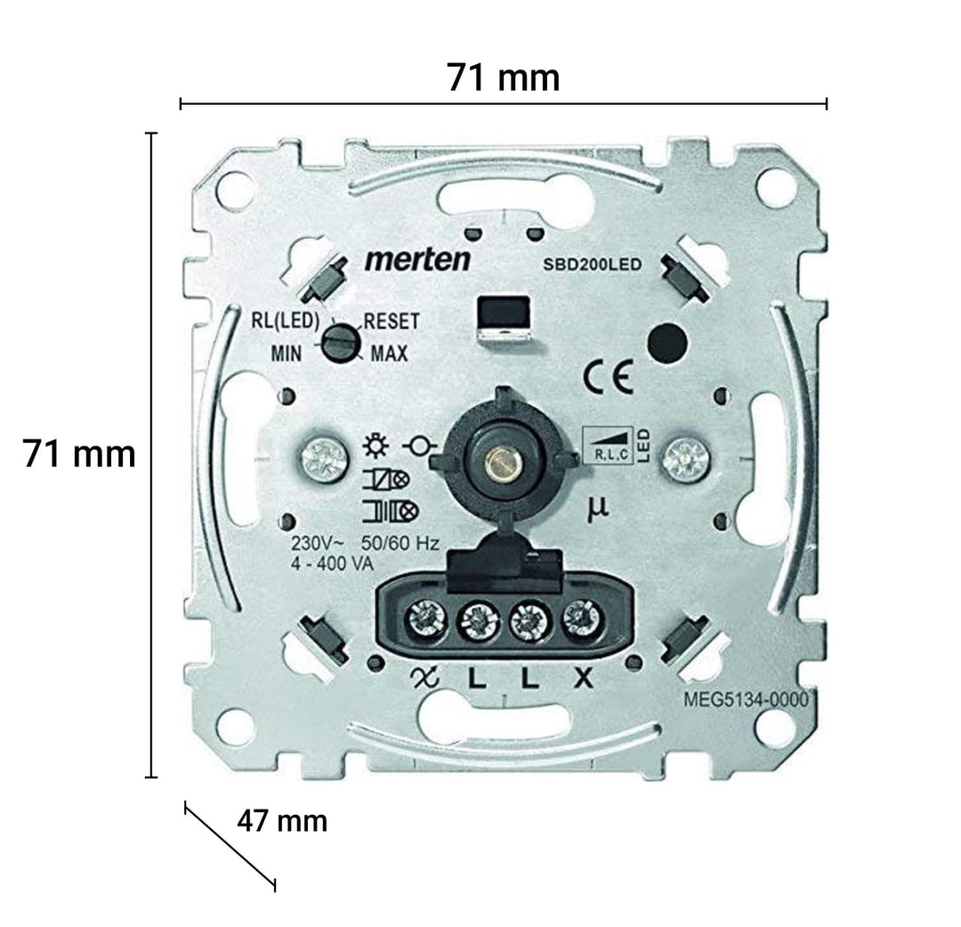 Schneider Electric Merten Universal-Drehdimmer-Einsatz, Dimmschalter, Unterputz, 4-400W, Phasenabsch