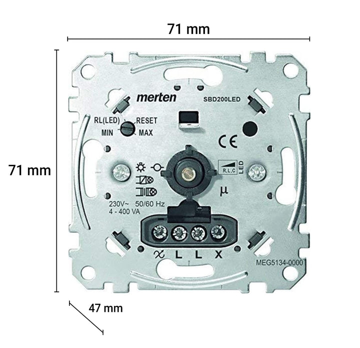 Schneider Electric Merten Universal-Drehdimmer-Einsatz, Dimmschalter, Unterputz, 4-400W, Phasenabsch