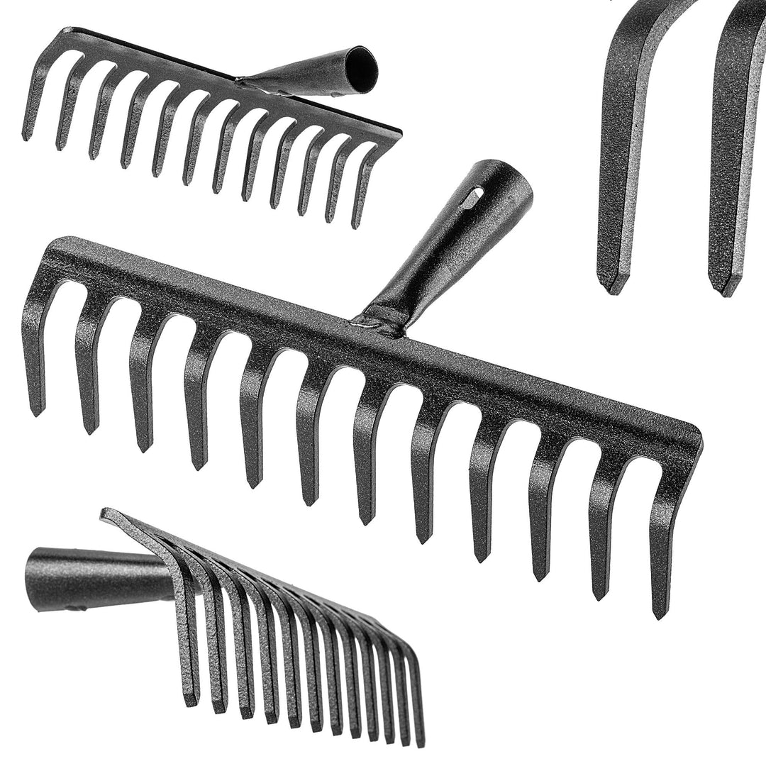 KADAX Gartenharke ohne Stiel, Gartenrechen aus Stahl, Rasenrechen für Gartenpflege, Robuste Rasenhar