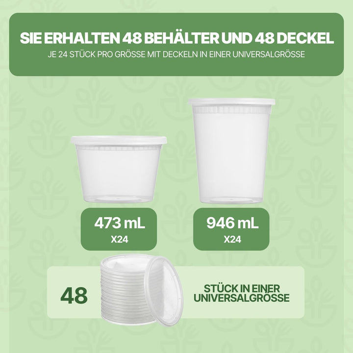 JoyServe Vorratsdosen mit Deckel Luftdicht – 48 Sets mit 54 Deckeln, 24 Vorratsdosen mit 946 ml und