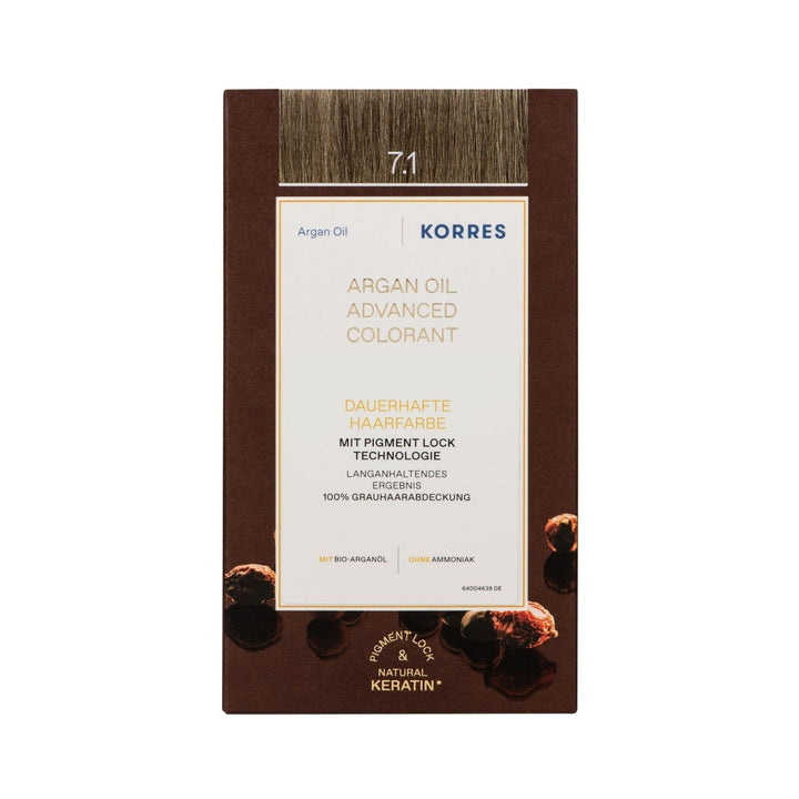KORRES Argan Oil Colorant – ammoniakfreie Haarfarbe Aschblond 7.1 – 100% Grauhaarabdeckung & vegan f