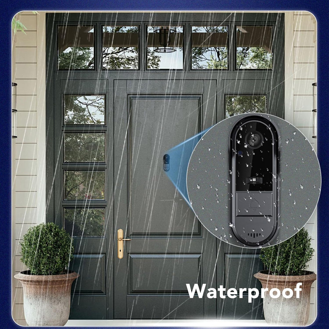 Yctze Kabellose Nachtsicht-Video-Türklingel, 1080P, 8 MP, 170° Weitwinkel, Zwei-Wege-Gespräch, IP66