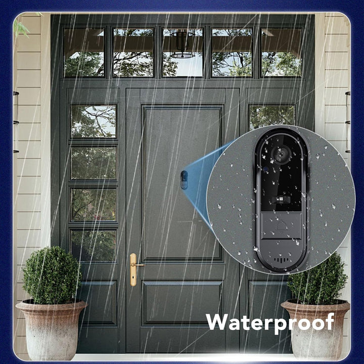 Yctze Kabellose Nachtsicht-Video-Türklingel, 1080P, 8 MP, 170° Weitwinkel, Zwei-Wege-Gespräch, IP66