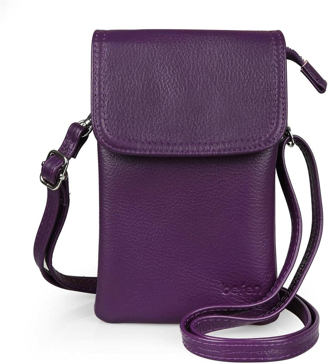 befen Echtleder Handytasche zum Unhängen Damen, Handytasche mit Geldbörse zum Umhängen Kleine Umhäng