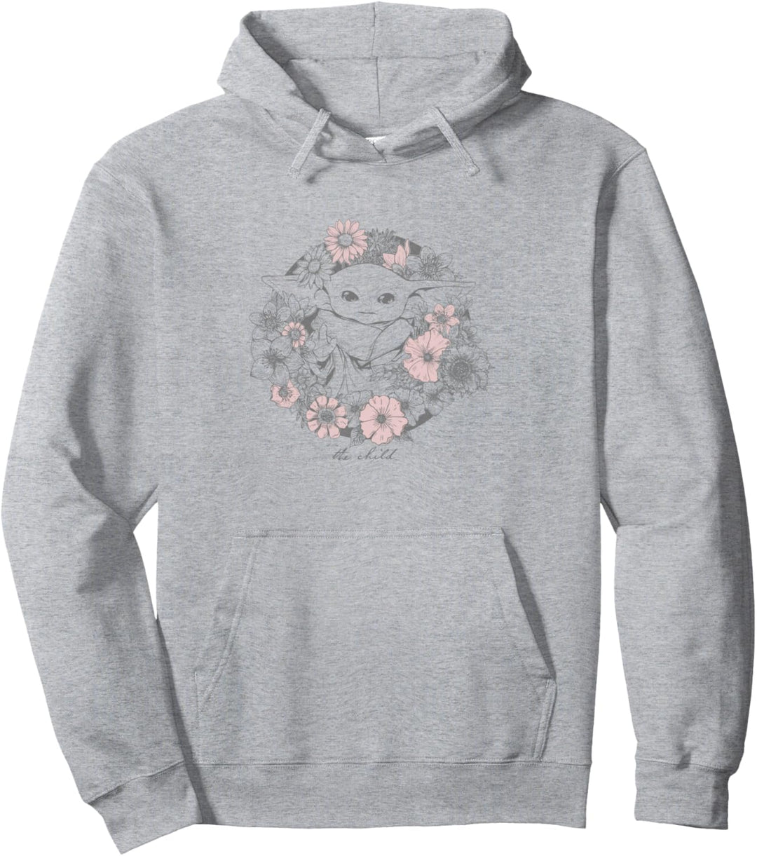 Star Wars: The Mandalorian Grogu The Child Floral Wreath Pullover Hoodie