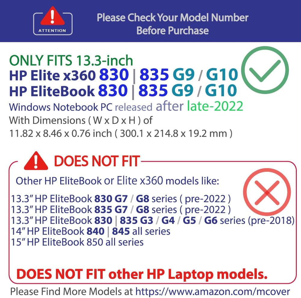 mCover Nur kompatibel mit HP EliteBook 830 | 835 G9 / G10 und Elite x360 830 G9 / G10 2-in-1 Windows