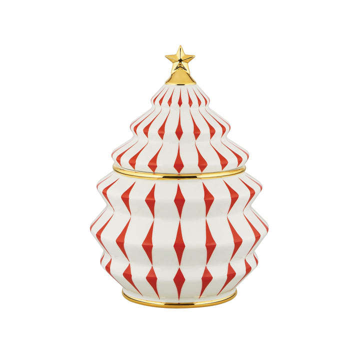 Alessi Delight NZ02 – Weihnachtskeksbehälter aus Porzellan, Rot, Weiss und Gold