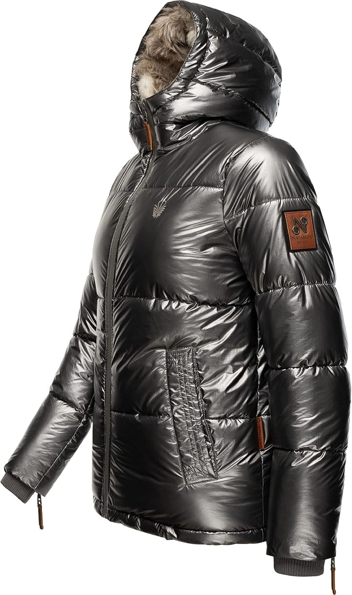 Navahoo Damen Winterjacke Steppjacke warm mit Kunstfellkapuze Tikunaa XS-XL XL Anthracite, XL Anthra