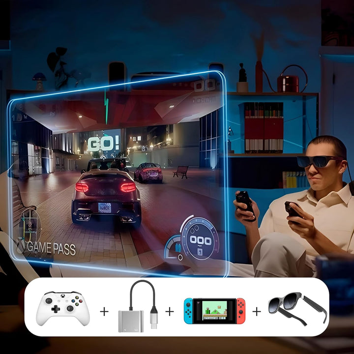 USB C auf AR Brille und Ladeadapter, Laden und Spielen, kompatibel 100W PD Schnellladung für DJI RC