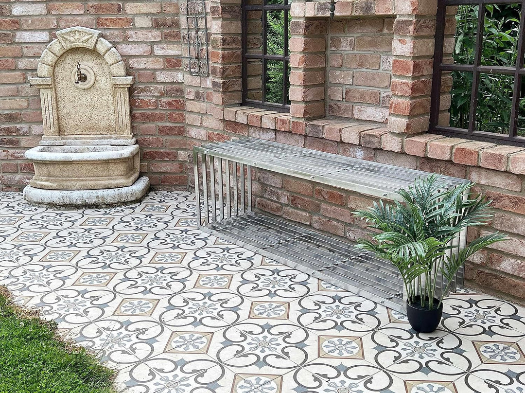 DanDiBo Gartenbank Edelstahl Metall Wetterfest Massiv 150 cm Sitzbank Bank Garten 96429 Parkbank Lam