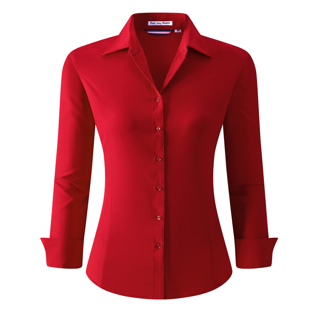 Alex Vando Bluse Damen Langarm Hemd Damen Stretch – Business Button Down Shirts, Bügelfrei Arbeitshe