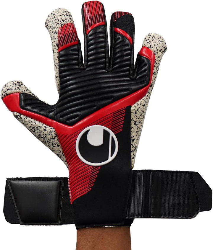 uhlsport Unisex Jugend Powerline Supergrip+ Hn Fussball Torwarthandschuhe 10 schwarz/rot/weiss, 10 s