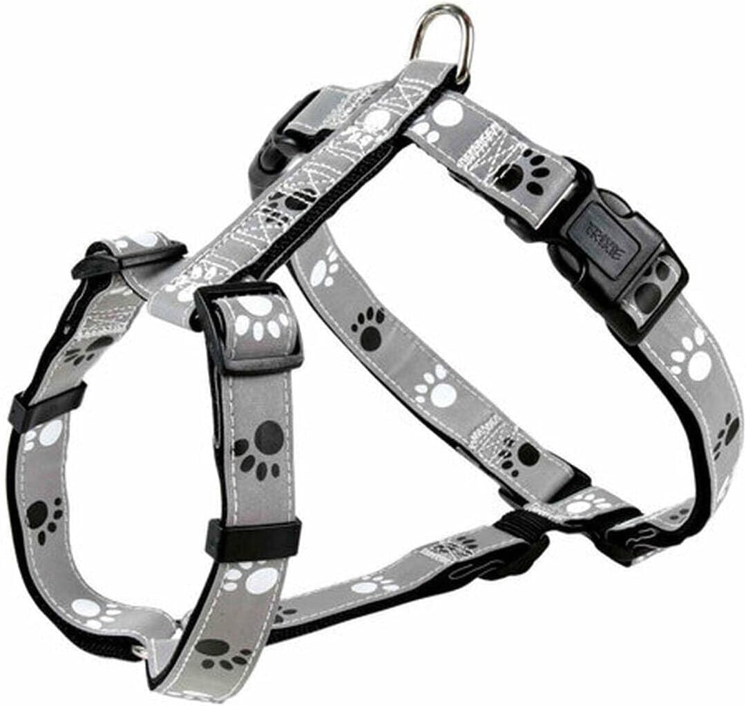 TRIXIE Silver Reflect Geschirr Grösse M–L: Brustumfang 50–75 cm/25 mm in schwarz/silbergrau - reflek